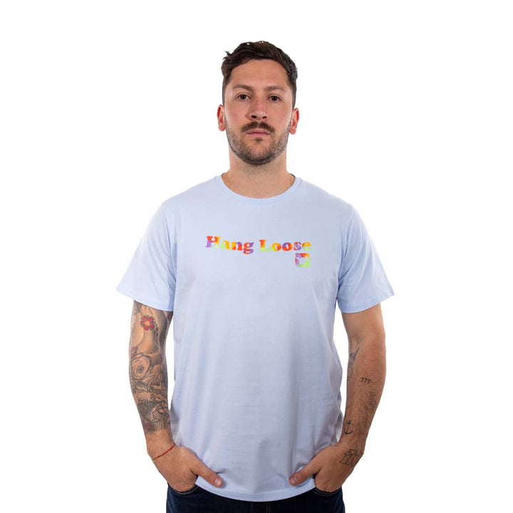 Polera Manga Corta Hombre Spray Celeste Hang Loose