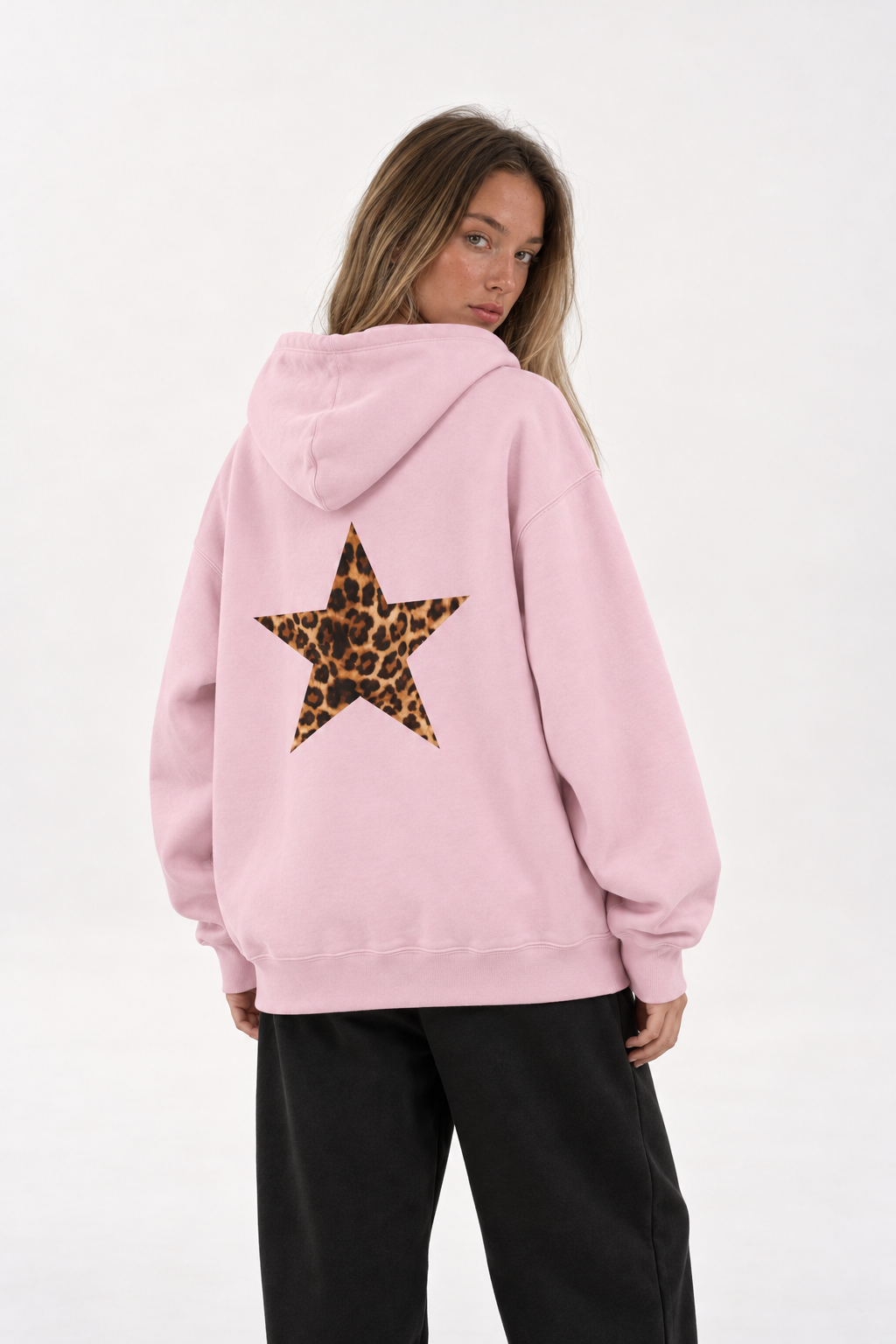 Polerón Essential Stargirl Flaw - Rosa - mujer en estudio - espalda