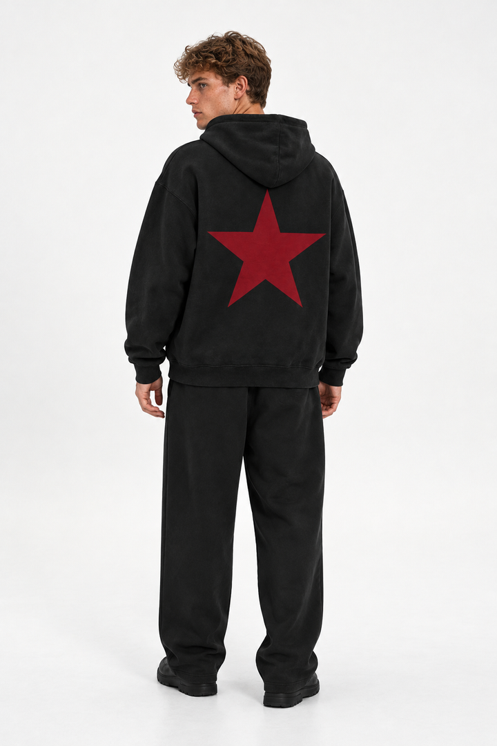 Polerón Essential Twins Flaw - Black - hombre en estudio - espalda