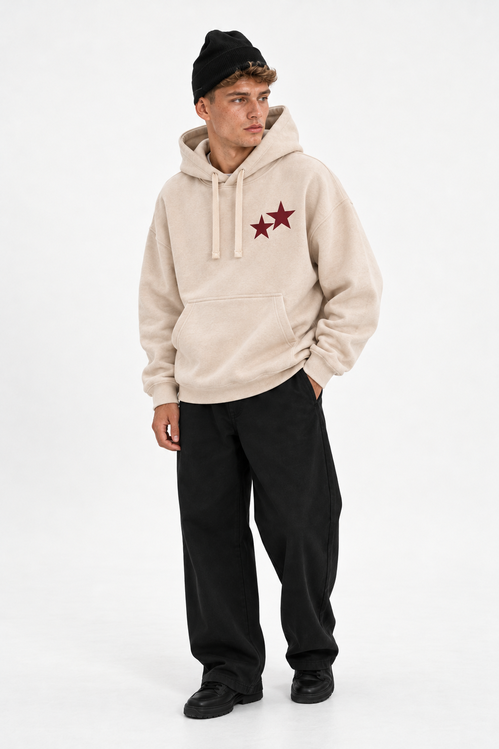 Polerón Essential Twins Flaw - Crudo - hombre en estudio - frente