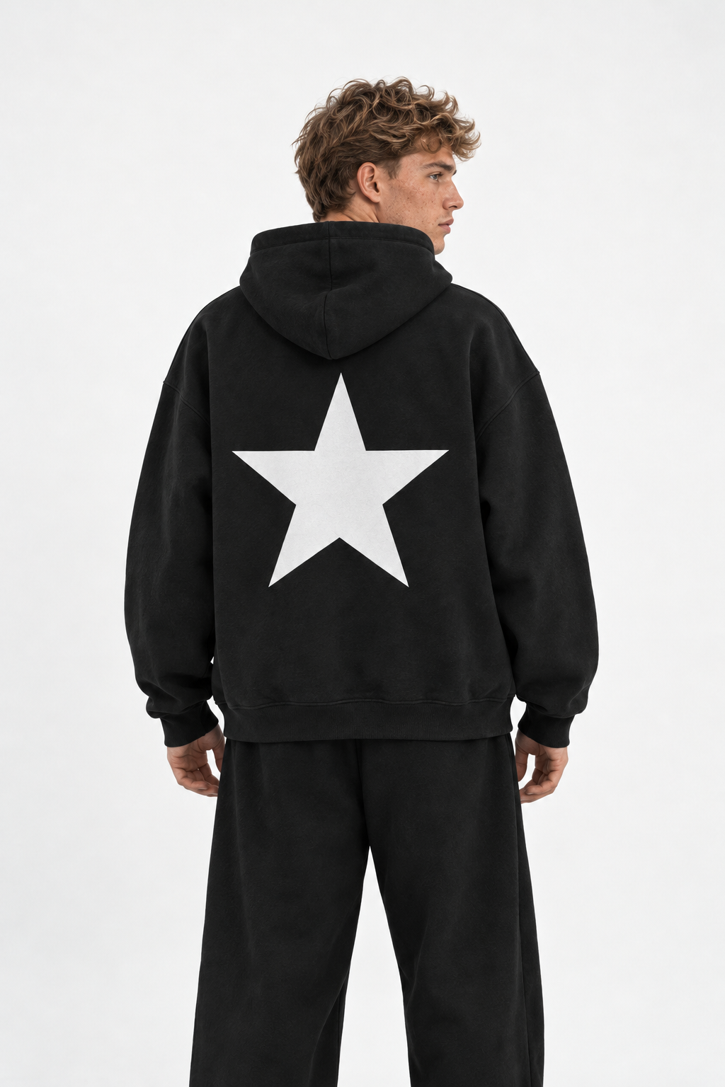 Polerón Essential Twins Flaw - Negro - hombre en estudio - espalda