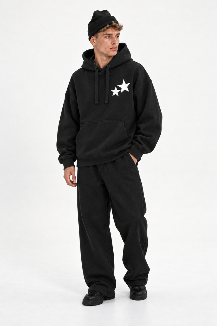 Polerón Essential Twins Flaw - Negro - hombre en estudio - frente