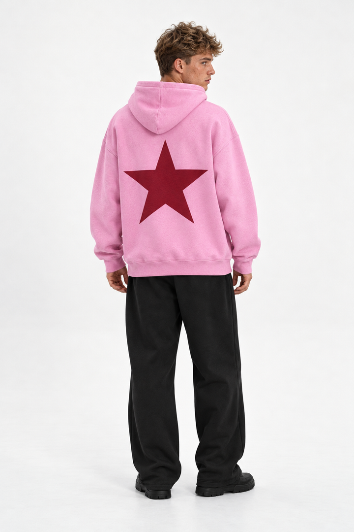 Polerón Essential Twins Flaw - Rosa - hombre en estudio - espalda