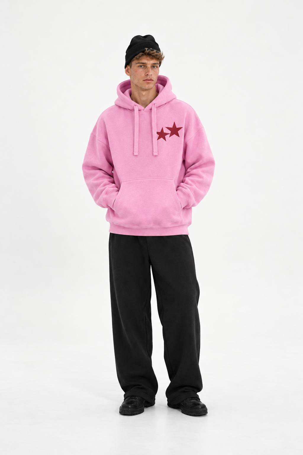 Polerón Essential Twins Flaw - Rosa - hombre en estudio - frente
