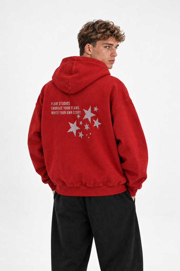 Polerón Essential Vía Flaw - Rojo - hombre en estudio - espalda