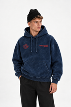 Polerón Essential World Acid Wash Flaw - Azul marino Acid Wash - hombre en estudio - frente